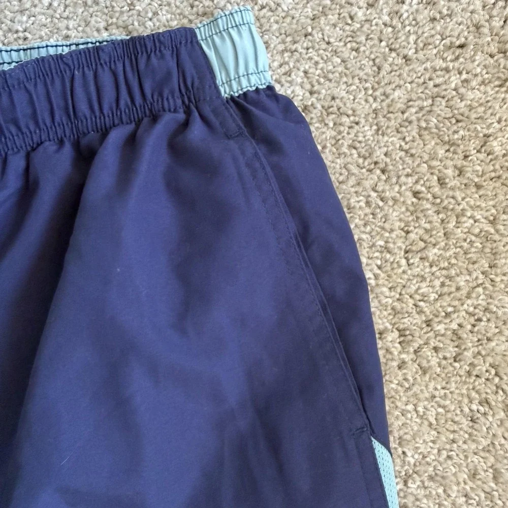 Nike Swim Shorts Mens 2XL Blue Mesh Lined Drawstring Swoosh Trunks Beach